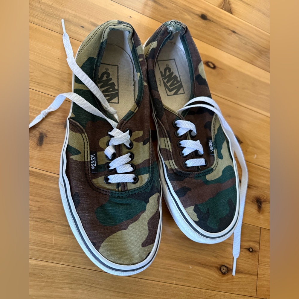 Vans Camo Canvas Low-Top Sneakers with White Laces